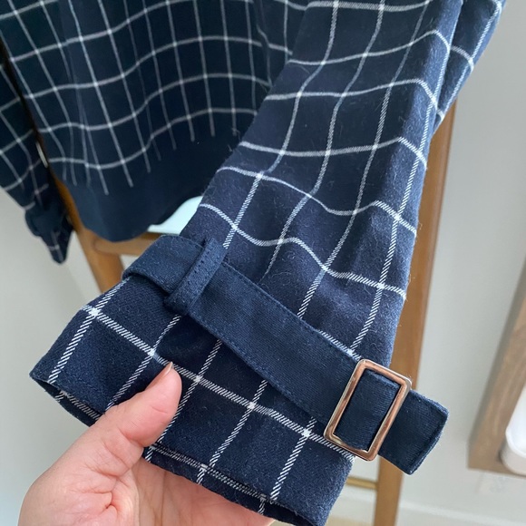 J.O.A. Cropped Windowpane Sweatshirt Navy - Picture 4 of 4